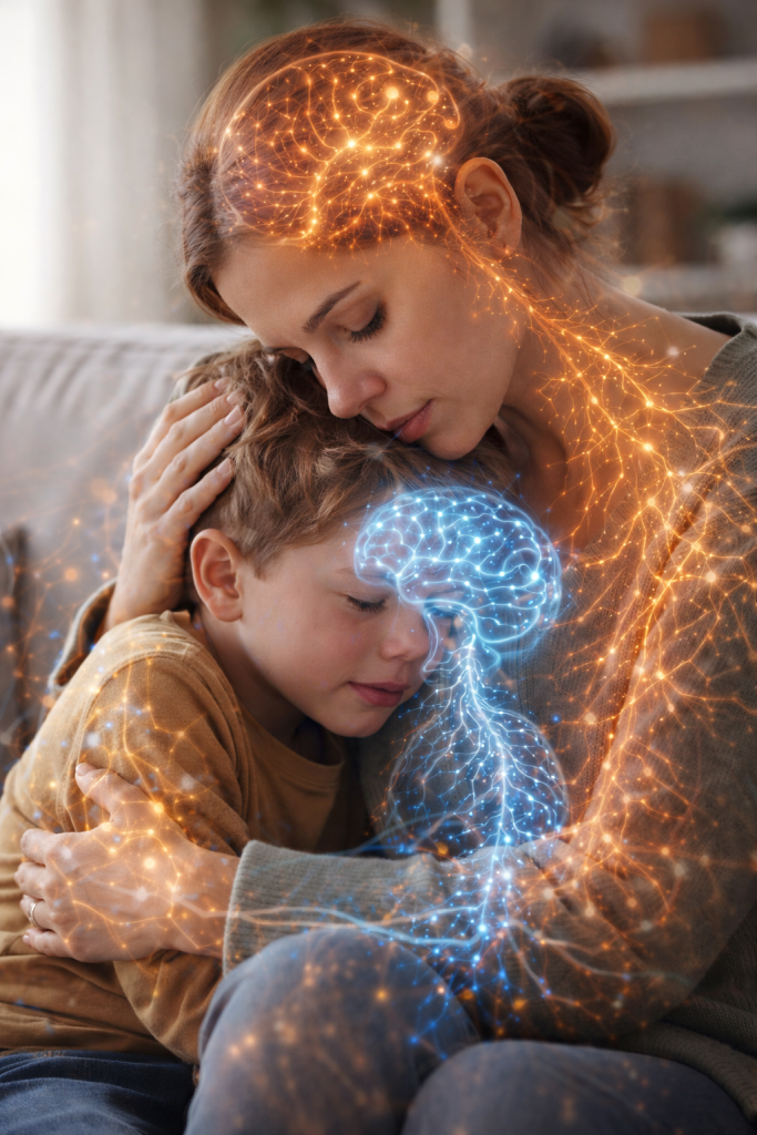 Emotionally regulated parent modeling nervous system stability and co-regulation